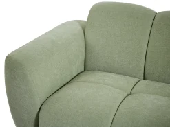 Sofá de 3 plazas de tela verde con efecto acolchado JULORI