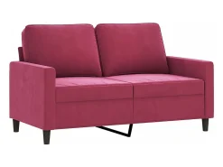 Sofá de 2 plazas de terciopelo rojo tinto 120 cm