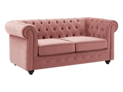Sofá de 2 plazas de terciopelo rosa pastel CHESTERFIELD