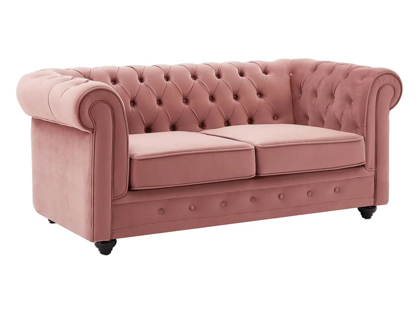 Sofá de 2 plazas de terciopelo rosa pastel CHESTERFIELD