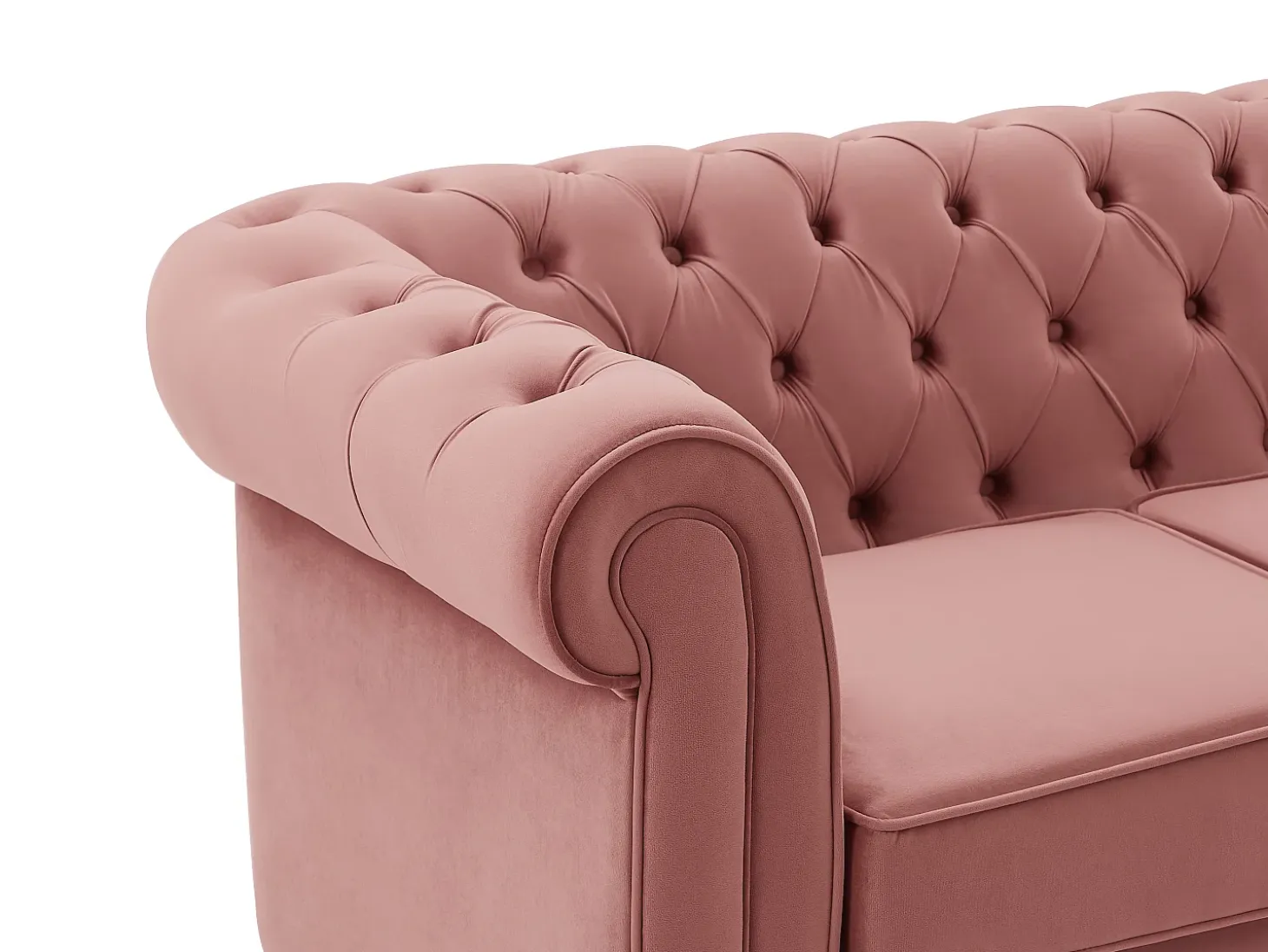 Sofá de 2 plazas de terciopelo rosa pastel CHESTERFIELD