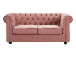 Sofá de 2 plazas de terciopelo rosa pastel CHESTERFIELD