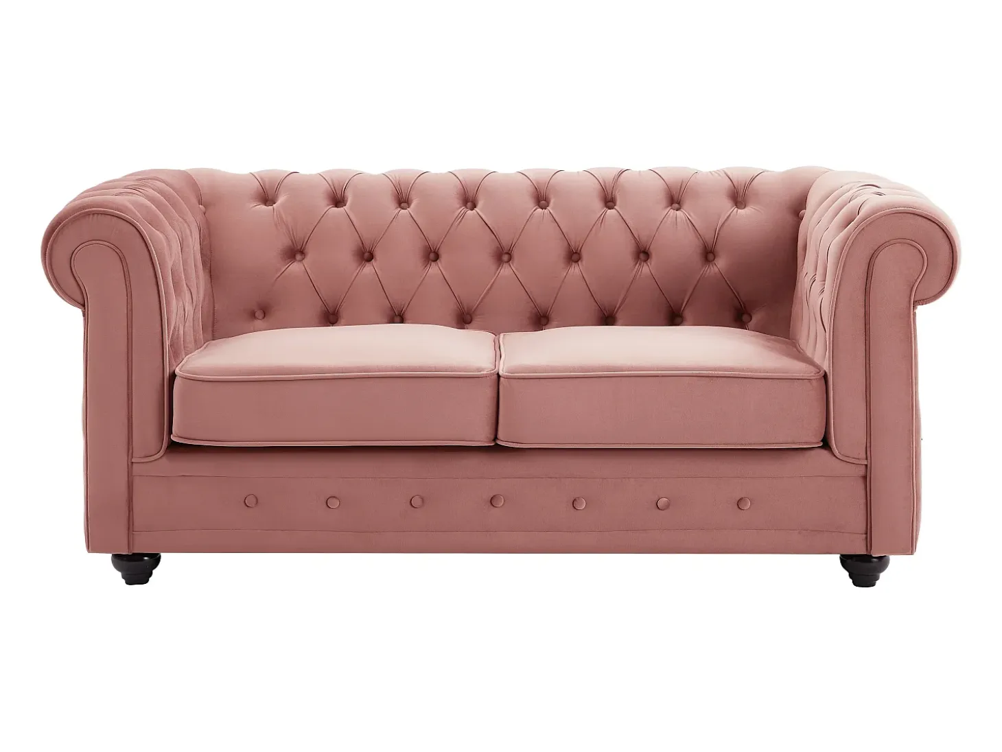 Sofá de 2 plazas de terciopelo rosa pastel CHESTERFIELD