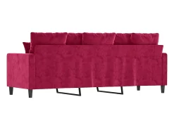 Sofá de 3 plazas de terciopelo rojo tinto 180 cm