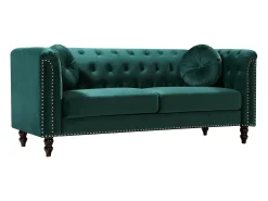 Sofá de 3 plazas de terciopelo verde esmeralda estilo charme francés TURNER