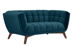 Sofá de 2 plazas de terciopelo azul oscuro - Mona