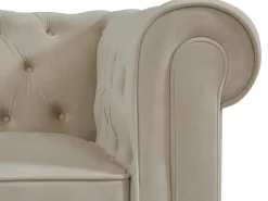 Sofá de 2 plazas de terciopelo color beige CHESTERFIELD