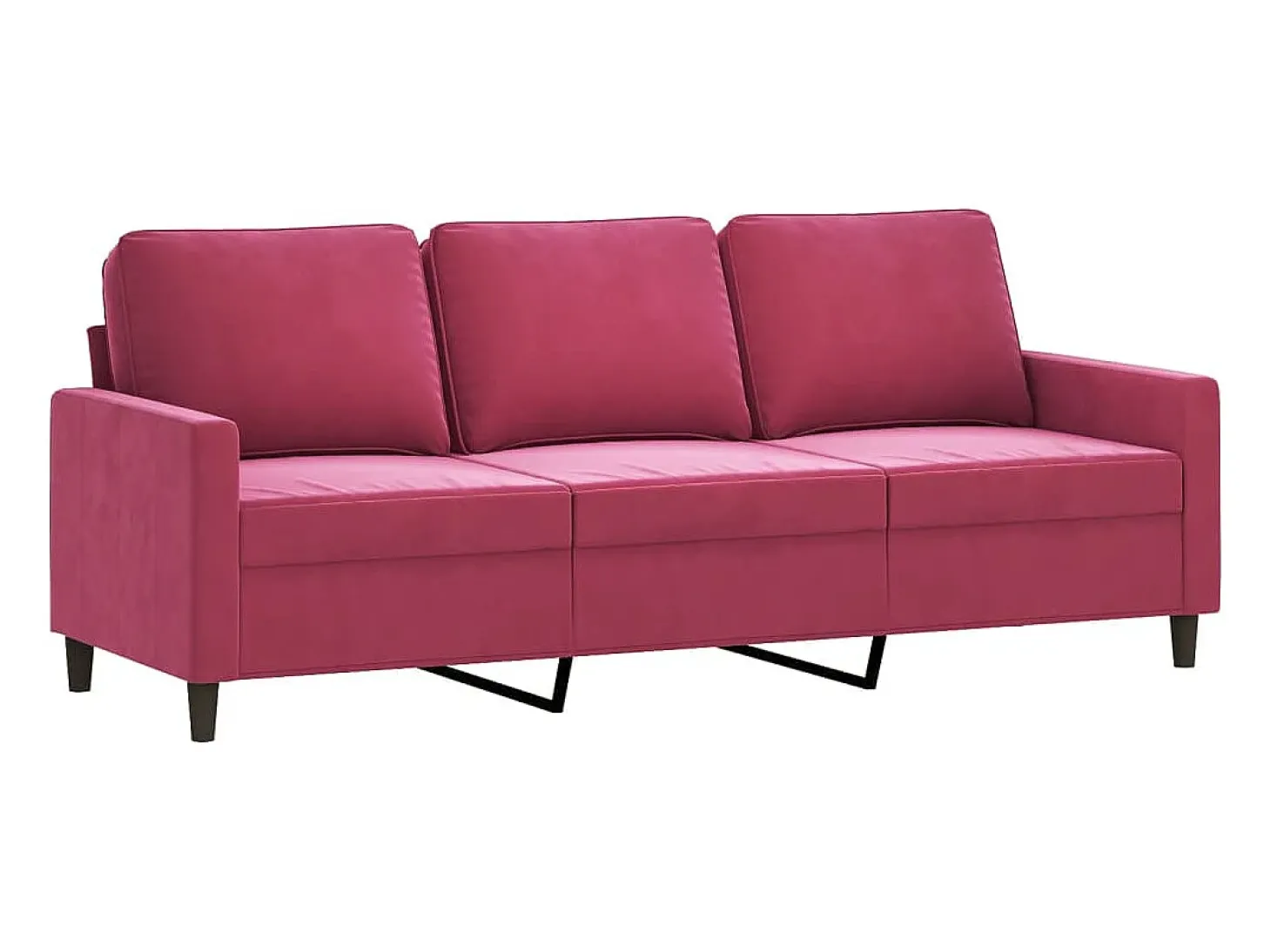 Sofá de 3 plazas de terciopelo rojo tinto 180 cm