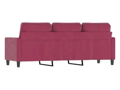 Sofá de 3 plazas de terciopelo rojo tinto 180 cm