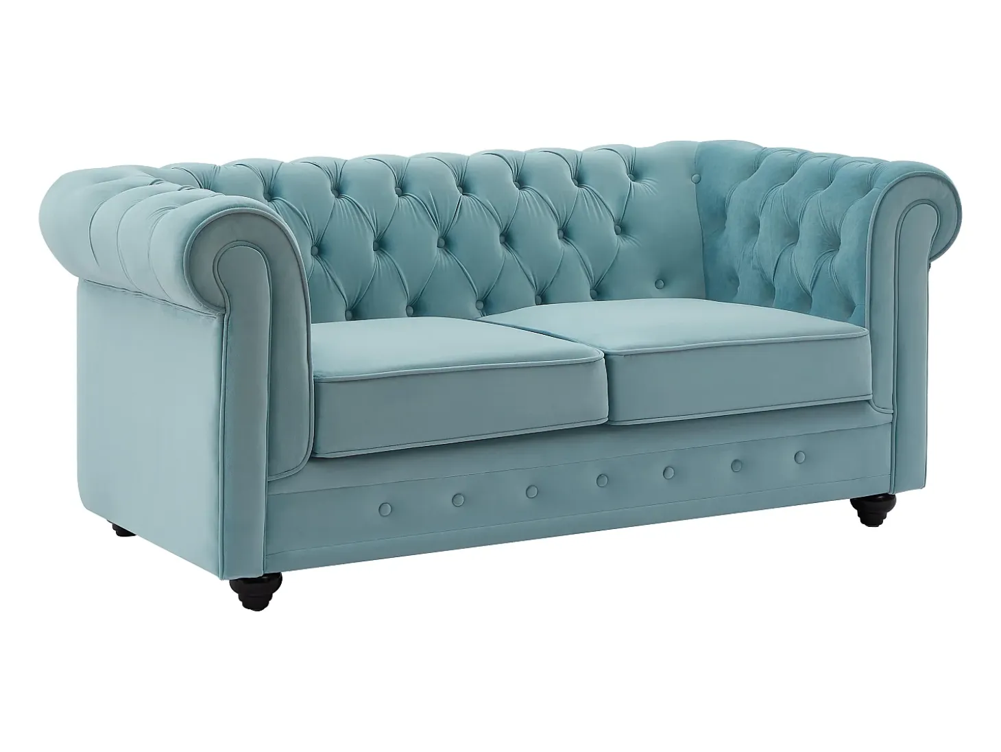 Sofá de 2 plazas de terciopelo azul pastel CHESTERFIELD