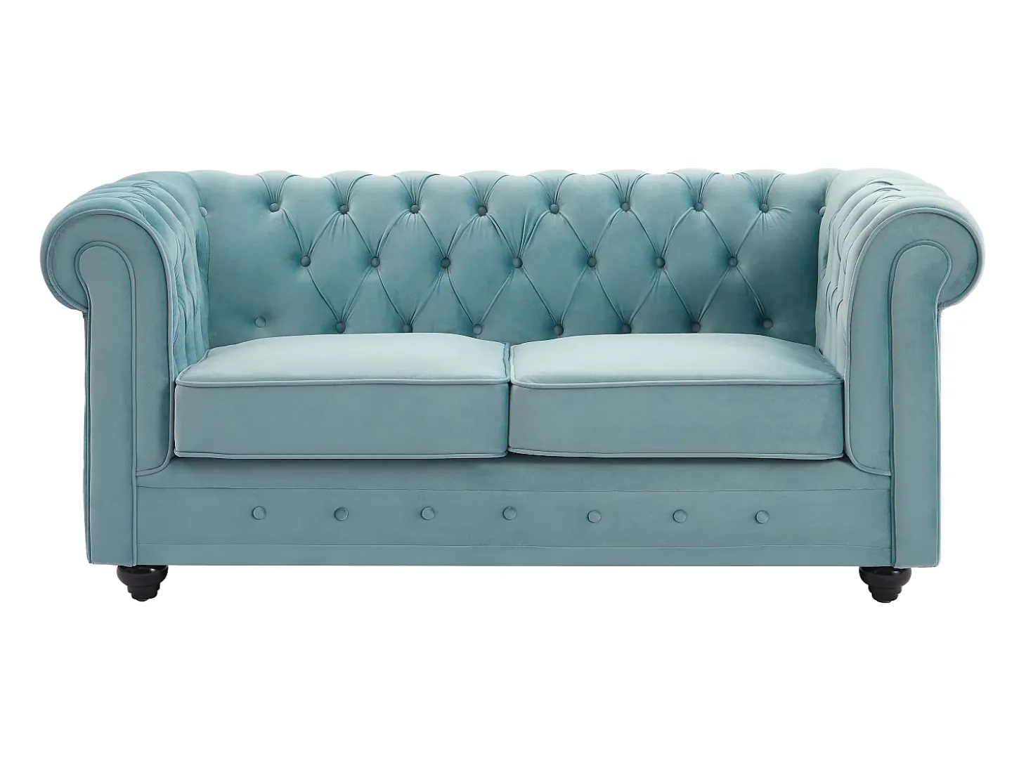 Sofá de 2 plazas de terciopelo azul pastel CHESTERFIELD