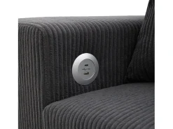 Sofá de 3 plazas en L - con puertos de carga USB - con cojines - sofá angular convertible - gris