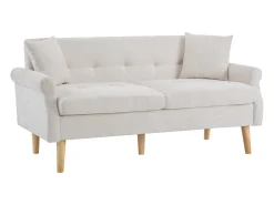Sofá de 2 plazas en tejido chenilla con cojines gruesos - 162 x 74 x 77 cm - para salón, dormitorio - Beige