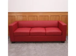 Sofá de 3 plazas Lille, Cuero sintético, rojo