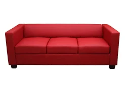 Sofá de 3 plazas Lille, Cuero sintético, rojo