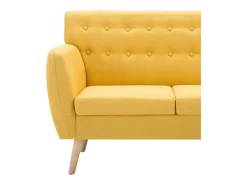 Sofá de 3 plazas tapizado de tela amarillo 172x70x82 cm