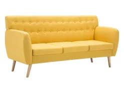 Sofá de 3 plazas tapizado de tela amarillo 172x70x82 cm