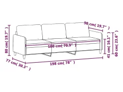 Sofá de 3 plazas terciopelo color crema 180 cm