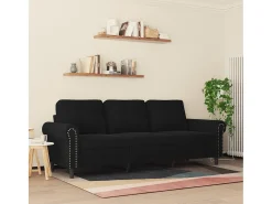 Sofá de 3 plazas terciopelo negro 180 cm