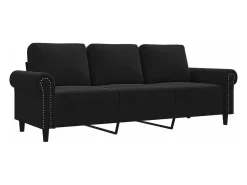 Sofá de 3 plazas terciopelo negro 180 cm