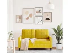 Sofá de 2 plazas terciopelo amarillo 120 cm