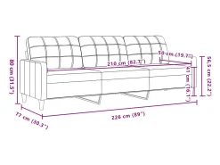 Sofá de 3 plazas terciopelo azul 210 cm