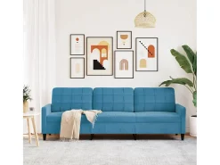 Sofá de 3 plazas terciopelo azul 210 cm