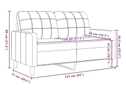Sofá de 2 plazas terciopelo azul 120 cm