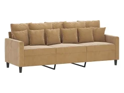 Sofá de 3 plazas terciopelo marrón 180 cm