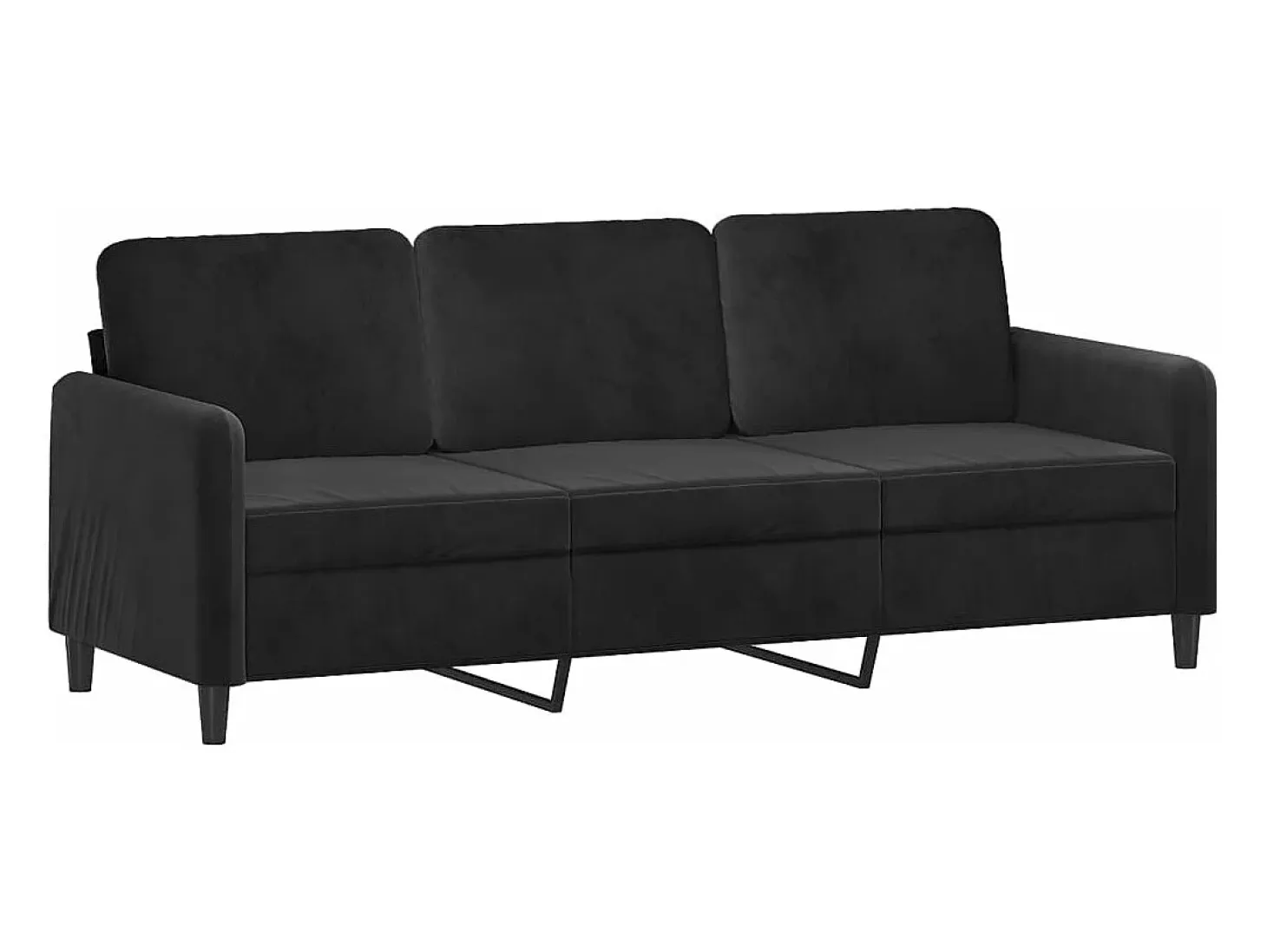 Sofá de 3 plazas terciopelo negro 180 cm