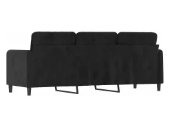Sofá de 3 plazas terciopelo negro 180 cm
