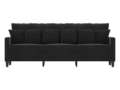 Sofá de 3 plazas terciopelo negro 180 cm