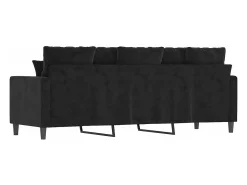 Sofá de 3 plazas terciopelo negro 180 cm