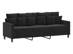 Sofá de 3 plazas terciopelo negro 180 cm