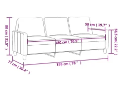 Sofá de 3 plazas terciopelo rosa 180 cm
