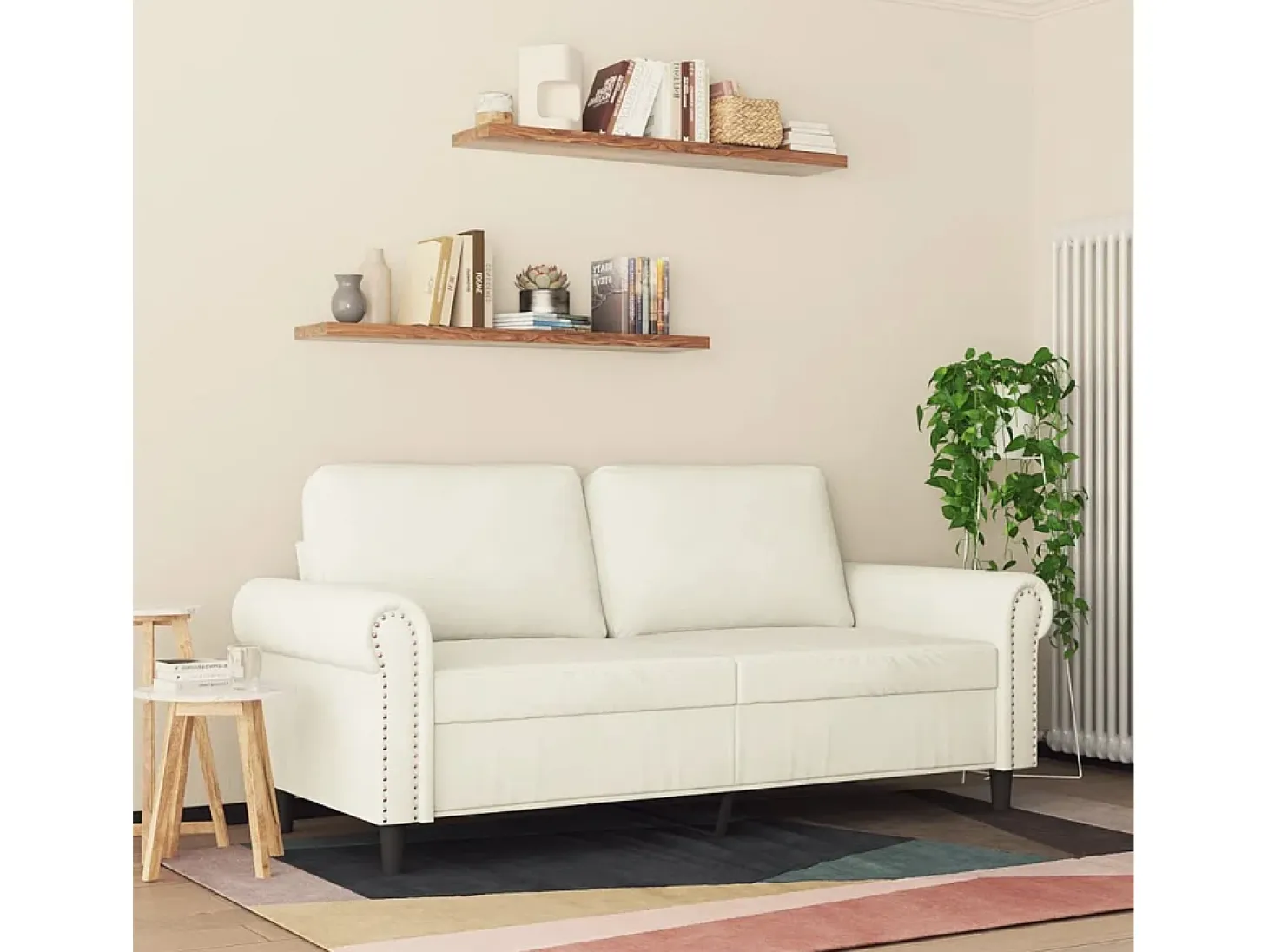 Sofá de 2 plazas terciopelo color crema 140 cm