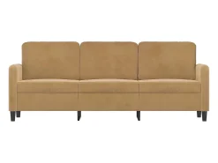 Sofá de 3 plazas terciopelo marrón 180 cm