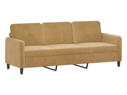 Sofá de 3 plazas terciopelo marrón 180 cm