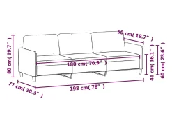 Sofá de 3 plazas terciopelo azul 180 cm