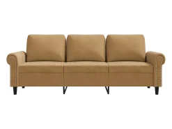 Sofá de 3 plazas terciopelo marrón 180 cm