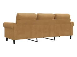 Sofá de 3 plazas terciopelo marrón 180 cm