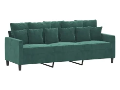 Sofá de 3 plazas terciopelo verde oscuro 180 cm