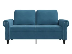 Sofá de 2 plazas terciopelo azul 120 cm