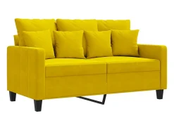 Sofá de 2 plazas terciopelo amarillo 120 cm