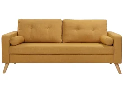 Sofá de 3 plazas y cojines de tela amarillo TATUM