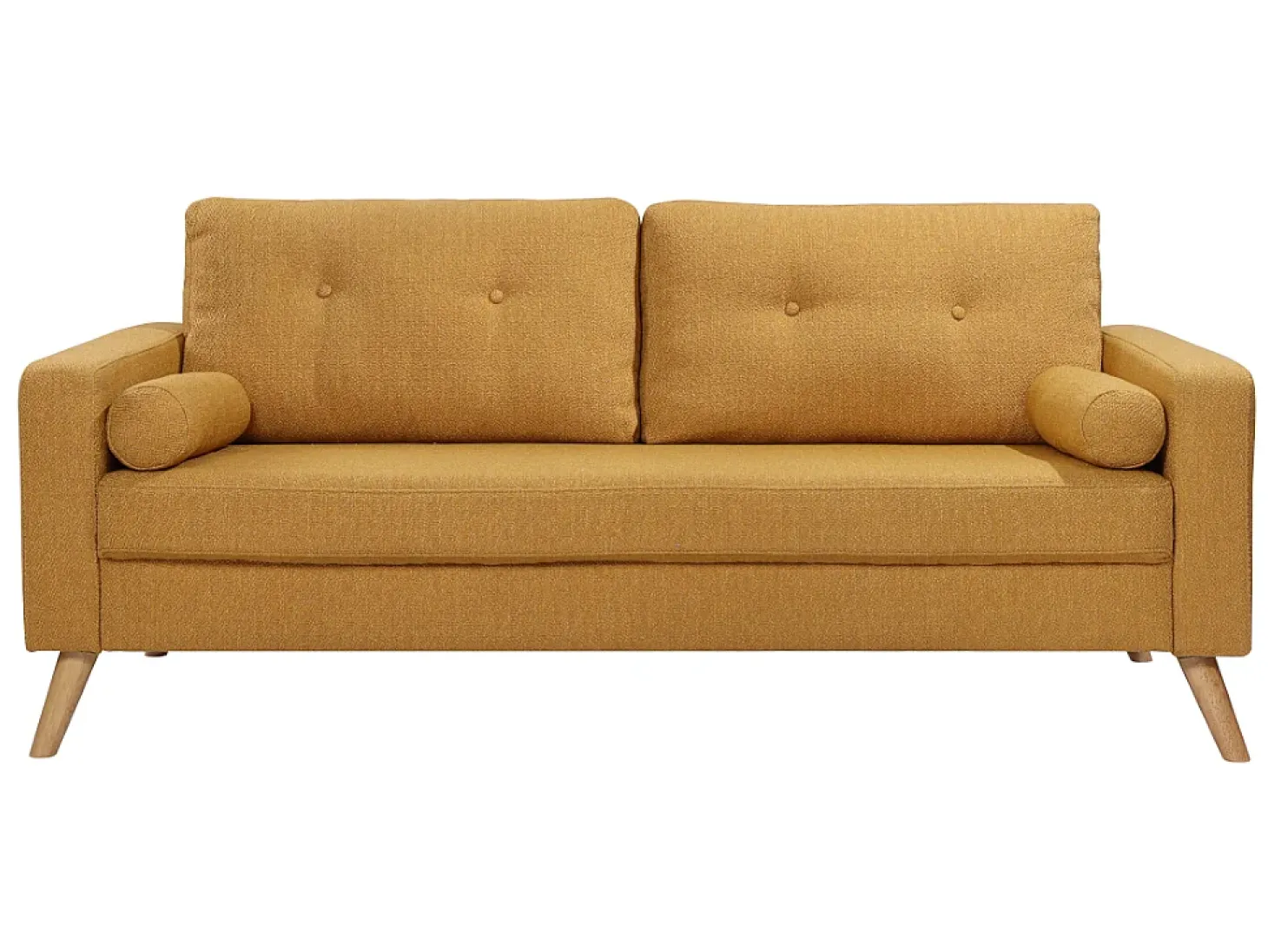 Sofá de 3 plazas y cojines de tela amarillo TATUM
