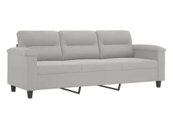 Sofá de 3 plazas y taburete tela microfibra gris claro 180 cm