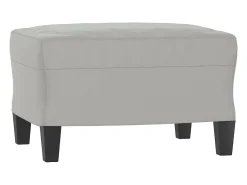 Sofá de 3 plazas y taburete tela microfibra gris claro 180 cm