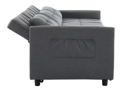 Sofá de esquina 3 plazas - Respaldo ajustable - Plegable para almacenamiento - Móvil - Bolsillos laterales - Gris