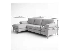 Sofá de esquina 4-5 plazas con chaise longue izquierda de terciopelo acanalado gris antracita GALWAY
